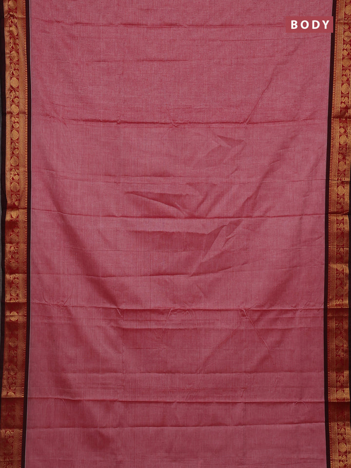 Pink & Coffee Brown Narayanpet Cotton - Kalamkari Blouse