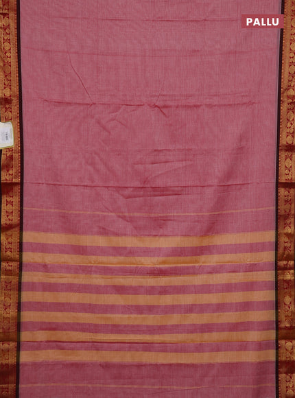 Pink & Coffee Brown Narayanpet Cotton - Kalamkari Blouse
