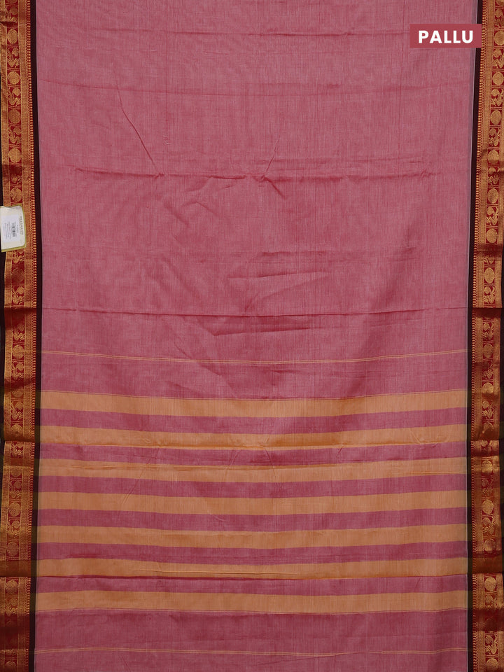 Pink & Coffee Brown Narayanpet Cotton - Kalamkari Blouse