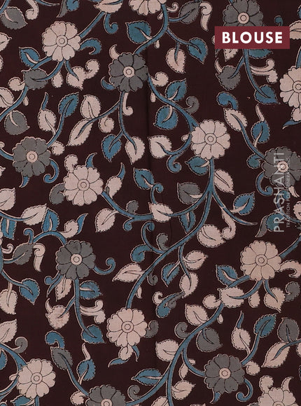 Pink & Coffee Brown Narayanpet Cotton - Kalamkari Blouse
