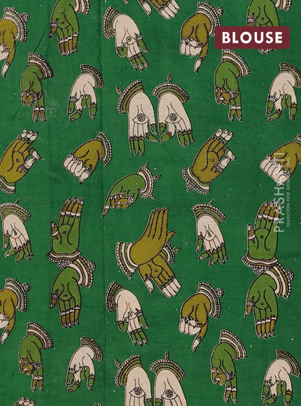 Maroon & Green Narayanpet Cotton - Kalamkari Blouse