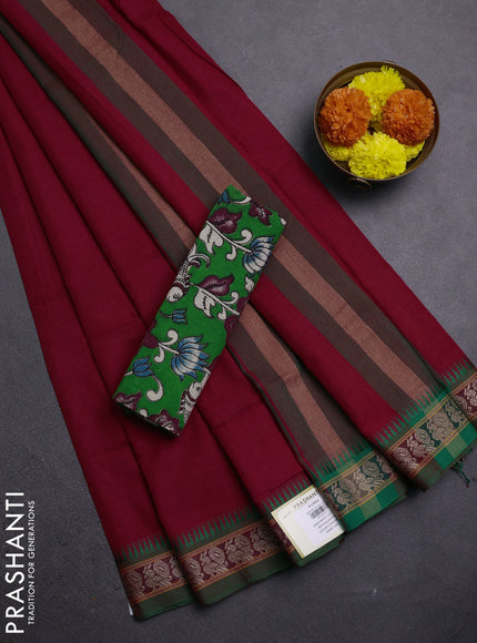 Red & Green Narayanpet Cotton - Kalamkari Blouse