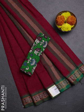 Red & Green Narayanpet Cotton - Kalamkari Blouse