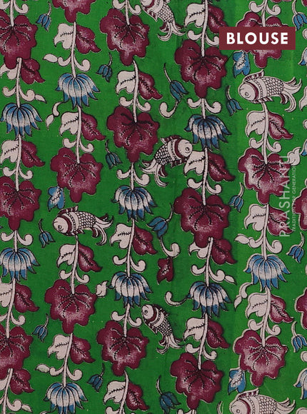 Red & Green Narayanpet Cotton - Kalamkari Blouse