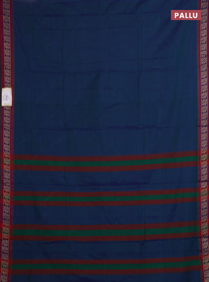 Peacock Blue & Beige Narayanpet Cotton - Kalamkari Blouse