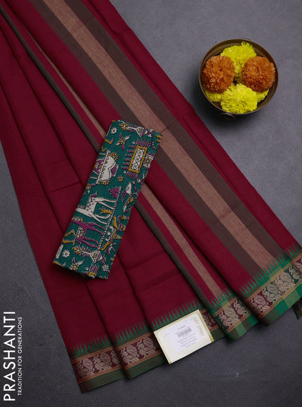 Red & Green Narayanpet Cotton - Kalamkari Blouse