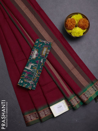 Red & Green Narayanpet Cotton - Kalamkari Blouse