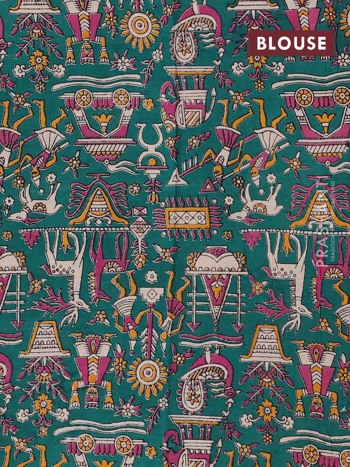 Red & Green Narayanpet Cotton - Kalamkari Blouse