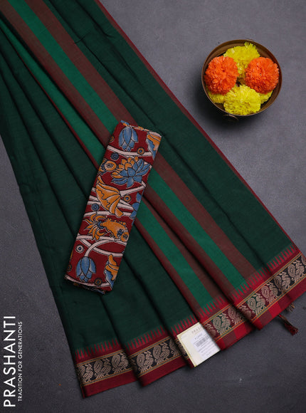 Green & Maroon Narayanpet Cotton - Kalamkari Blouse