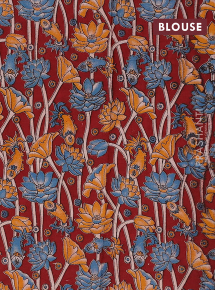 Green & Maroon Narayanpet Cotton - Kalamkari Blouse