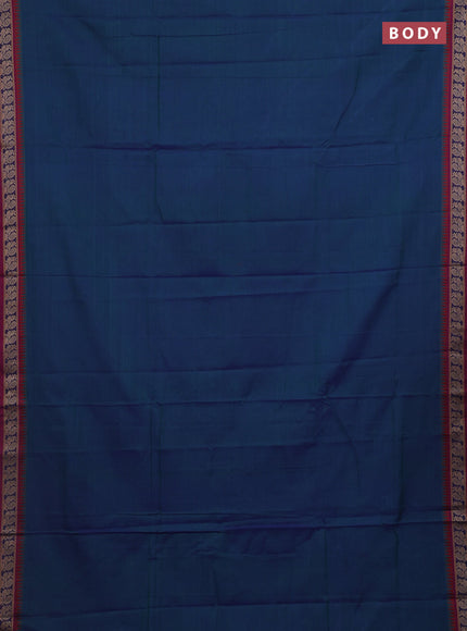 Peacock Blue & Red Narayanpet Cotton - Kalamkari Blouse