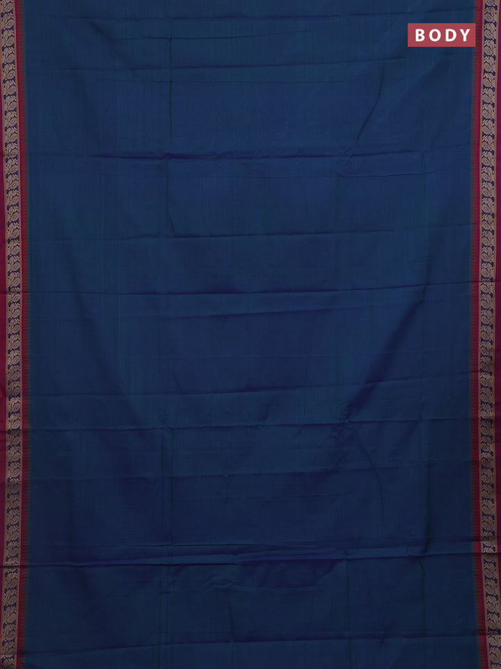 Peacock Blue & Red Narayanpet Cotton - Kalamkari Blouse