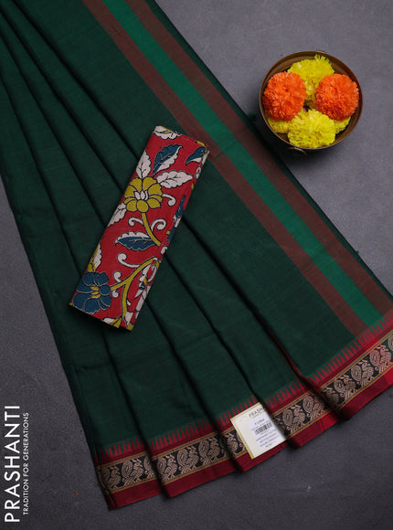 Green & Red Narayanpet Cotton - Kalamkari Blouse