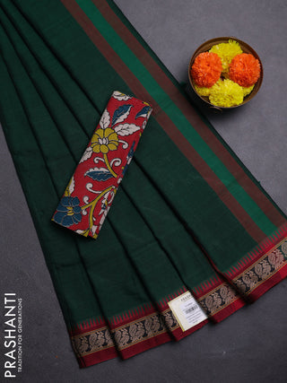 Green & Red Narayanpet Cotton - Kalamkari Blouse