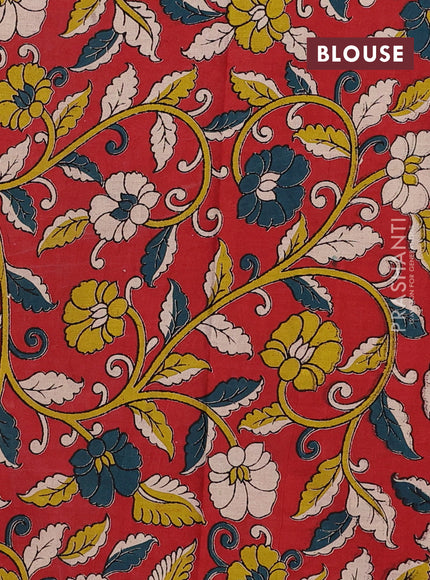 Green & Red Narayanpet Cotton - Kalamkari Blouse