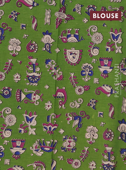 Maroon & Green Narayanpet Cotton - Kalamkari Blouse