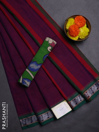 Purple & Green Narayanpet Cotton - Kalamkari Blouse
