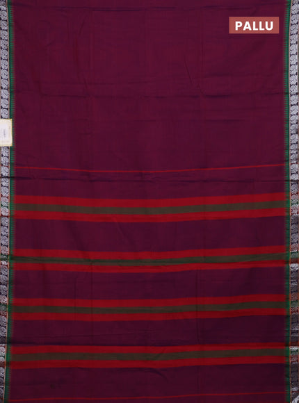 Purple & Green Narayanpet Cotton - Kalamkari Blouse