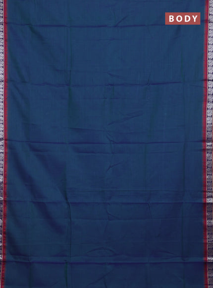 Peacock Blue & Beige Narayanpet Cotton - Kalamkari Blouse