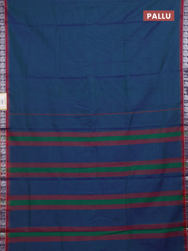 Peacock Blue & Beige Narayanpet Cotton - Kalamkari Blouse