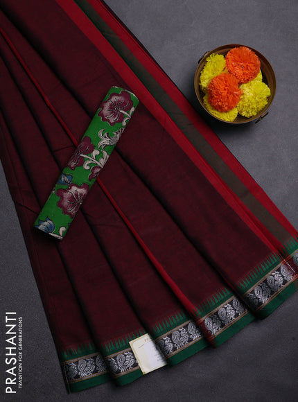 Maroon & Green Narayanpet Cotton - Kalamkari Blouse