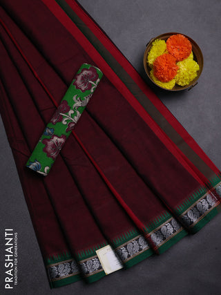 Maroon & Green Narayanpet Cotton - Kalamkari Blouse