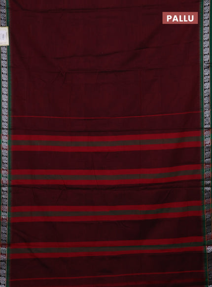 Maroon & Green Narayanpet Cotton - Kalamkari Blouse