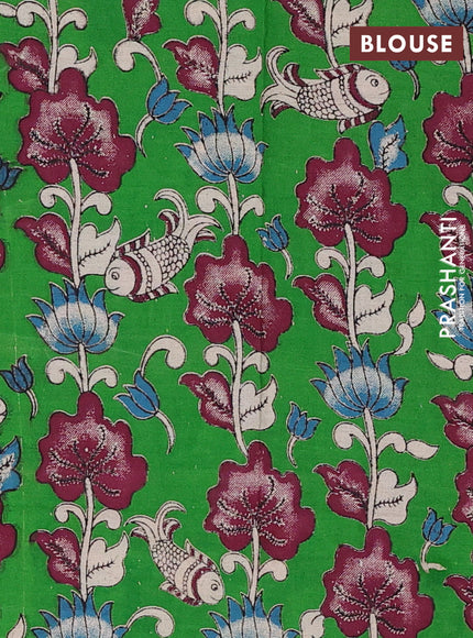 Maroon & Green Narayanpet Cotton - Kalamkari Blouse