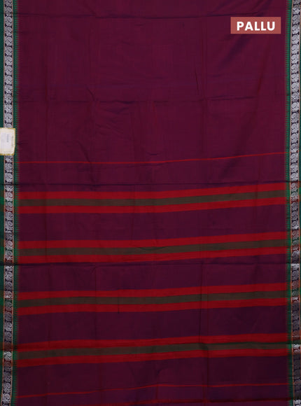 Purple & Beige Narayanpet Cotton - Kalamkari Blouse