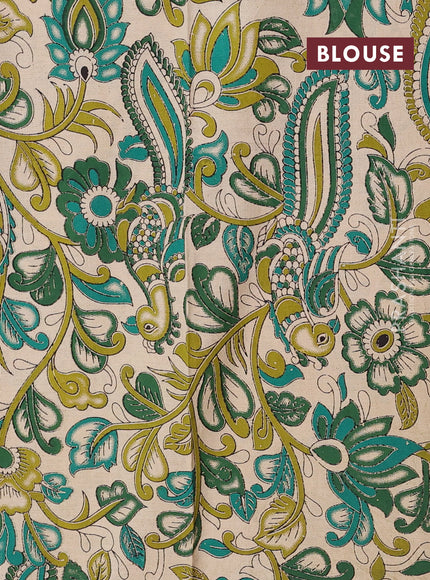 Maroon & Beige Narayanpet Cotton - Kalamkari Blouse