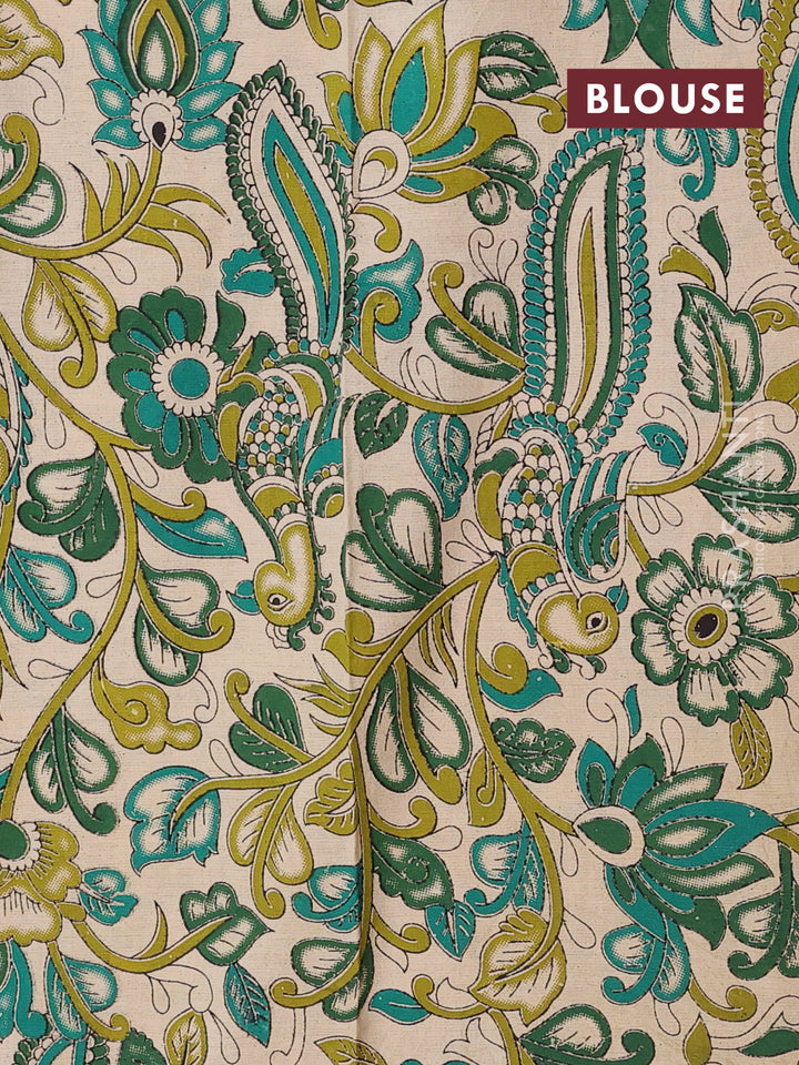 Maroon & Beige Narayanpet Cotton - Kalamkari Blouse