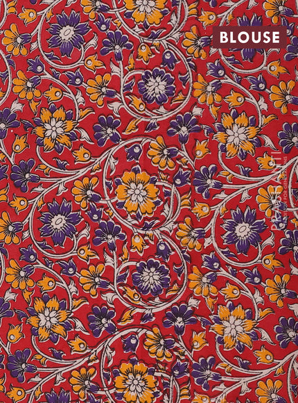 Green & Red Narayanpet Cotton - Kalamkari Blouse