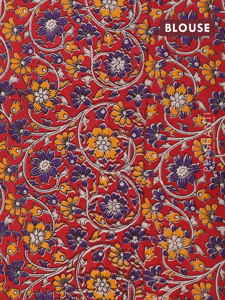 Green & Red Narayanpet Cotton - Kalamkari Blouse