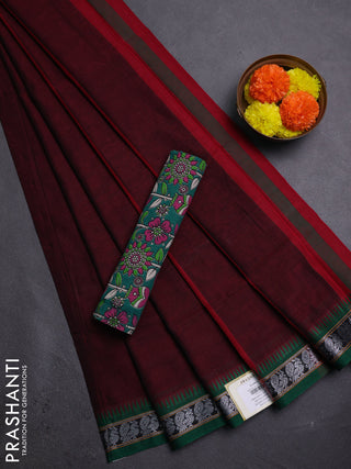 Maroon & Green Narayanpet Cotton - Kalamkari Blouse
