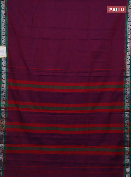 Purple & Green Narayanpet Cotton - Kalamkari Blouse