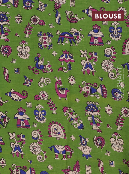 Purple & Green Narayanpet Cotton - Kalamkari Blouse