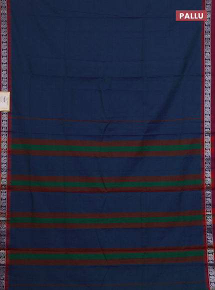 Peacock Blue & Mehendi Green Narayanpet Cotton - Kalamkari Blouse