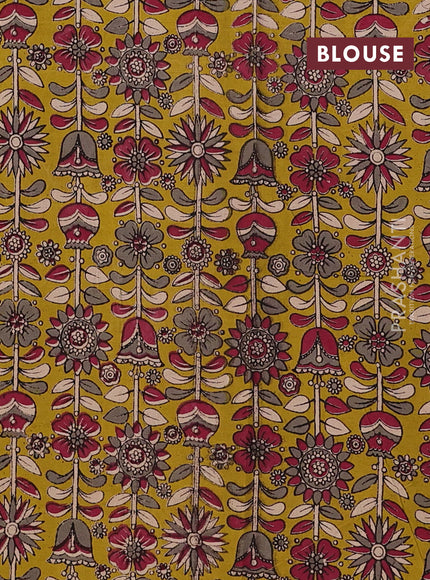 Peacock Blue & Mehendi Green Narayanpet Cotton - Kalamkari Blouse
