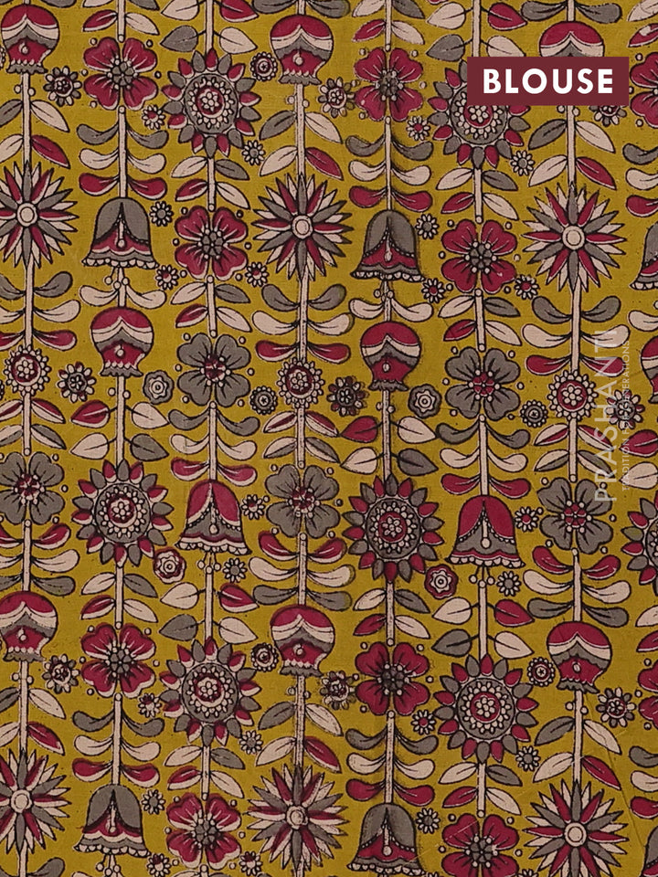 Peacock Blue & Mehendi Green Narayanpet Cotton - Kalamkari Blouse