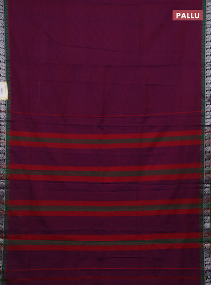 Purple & Green Narayanpet Cotton - Kalamkari Blouse