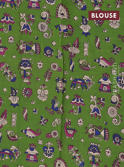 Purple & Green Narayanpet Cotton - Kalamkari Blouse