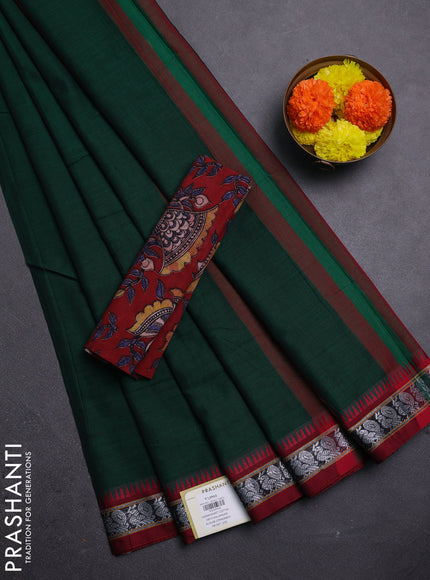 Green & Maroon Narayanpet Cotton - Kalamkari Blouse