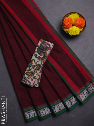 Maroon & Beige Narayanpet Cotton - Kalamkari Blouse