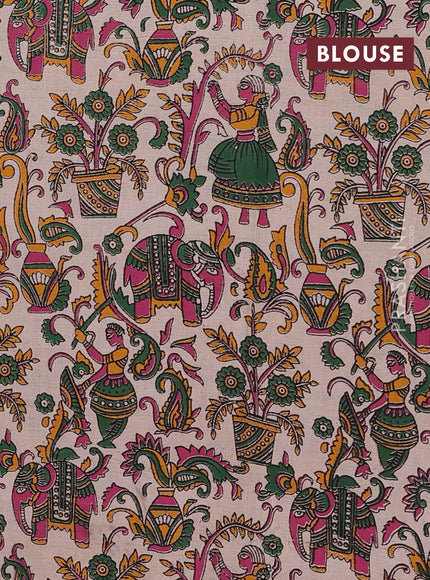 Maroon & Beige Narayanpet Cotton - Kalamkari Blouse