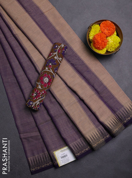 Pastel Purple & Mustard Narayanpet Cotton - Kalamkari Blouse