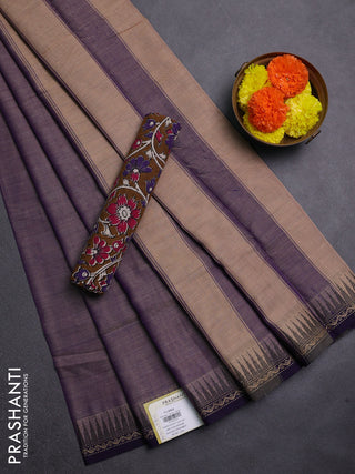Pastel Purple & Mustard Narayanpet Cotton - Kalamkari Blouse