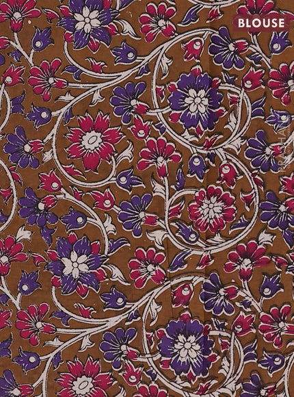 Pastel Purple & Mustard Narayanpet Cotton - Kalamkari Blouse