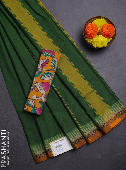 Sap Green & Mustard Yellow Narayanpet Cotton - Kalamkari Blouse