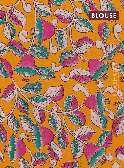 Sap Green & Mustard Yellow Narayanpet Cotton - Kalamkari Blouse