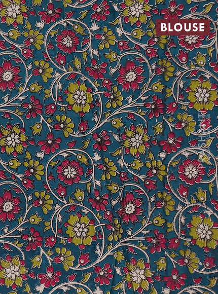 Maroon & Peacock Green Narayanpet Cotton - Kalamkari Blouse